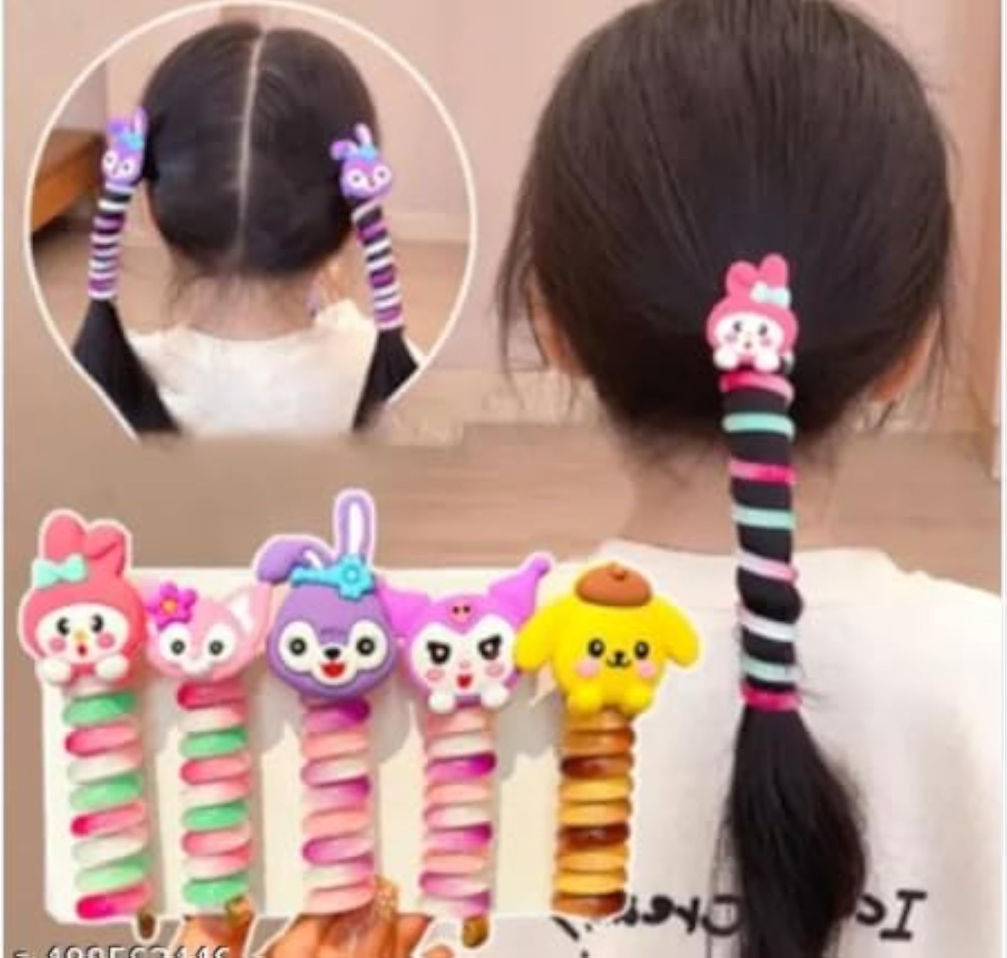Cute Multicolor Telephone Wire Hair Bands for Girls, Bowknot Braided